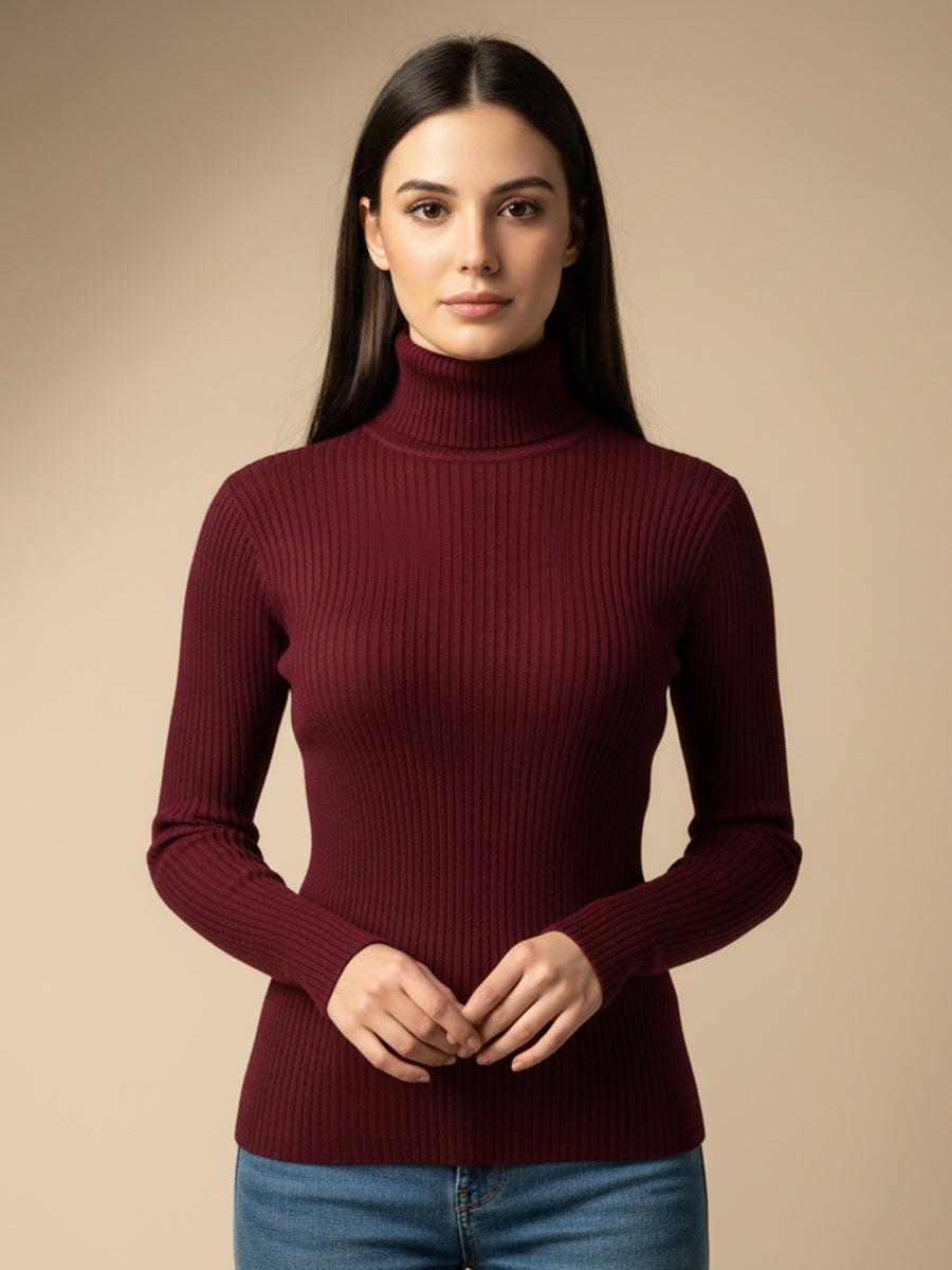 Basic Maroon High Neck