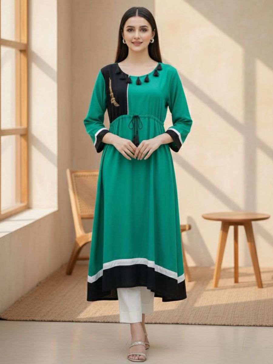 Vibrant A-Line Contrast Kurti