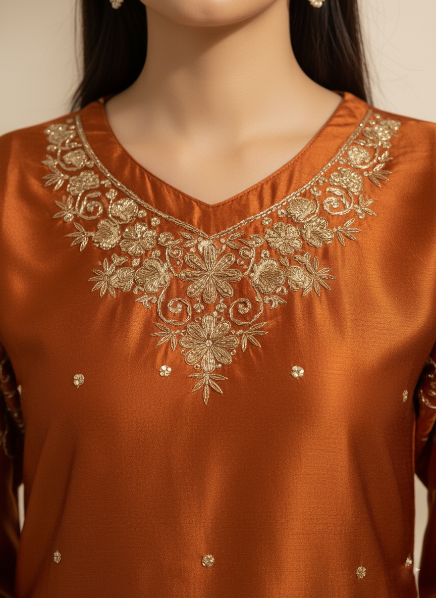 Embroidered Silk Dress