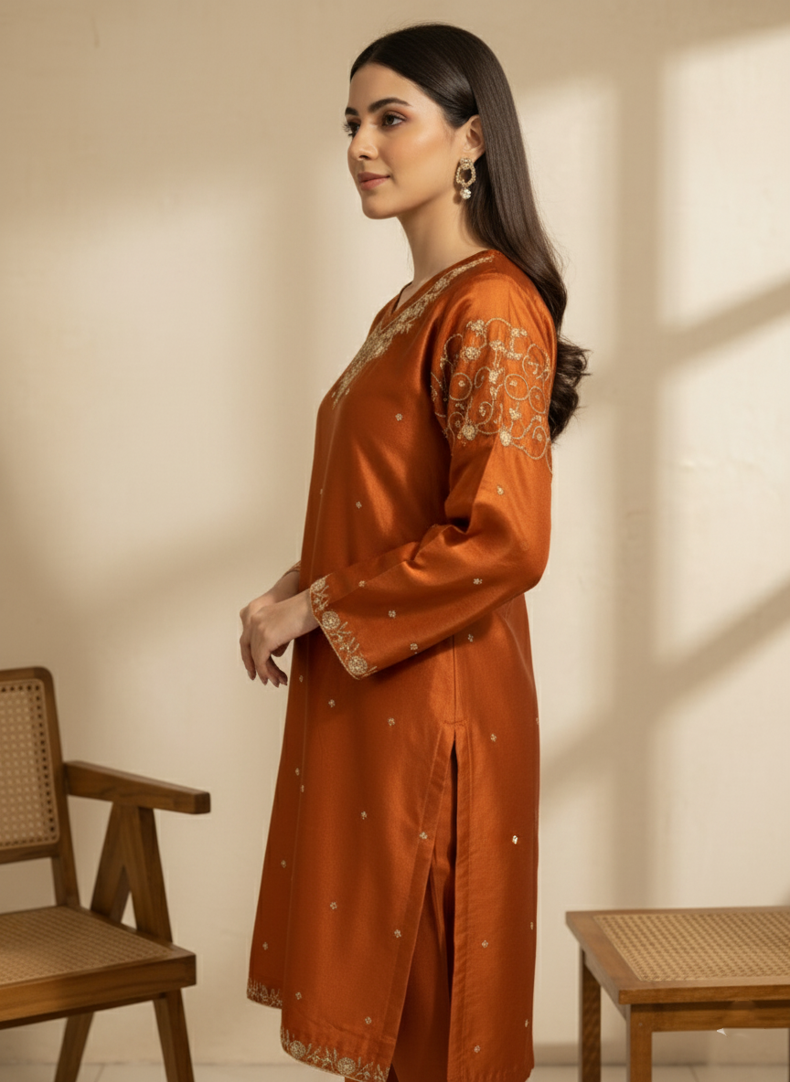 Embroidered Silk Dress