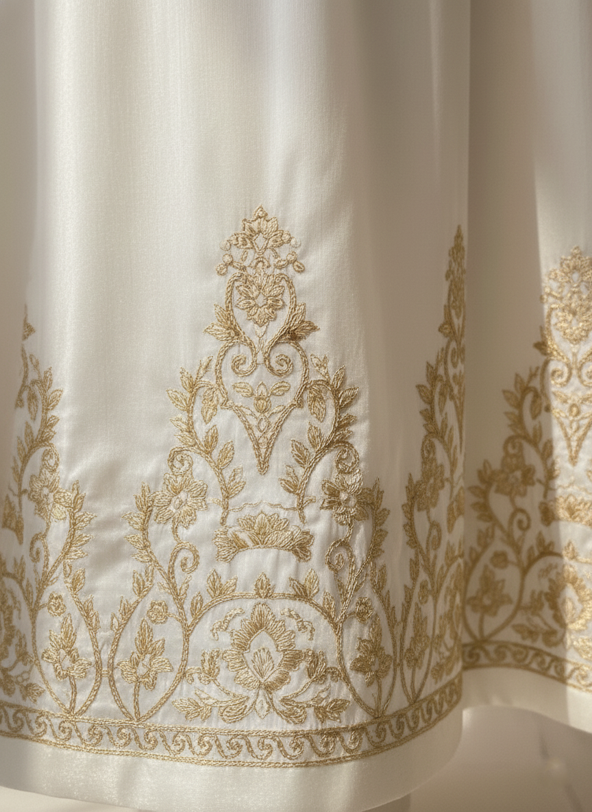 Red & Cream Panelled Dress