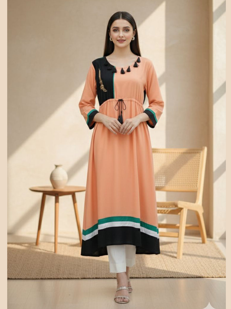 Vibrant A-Line Contrast Kurti