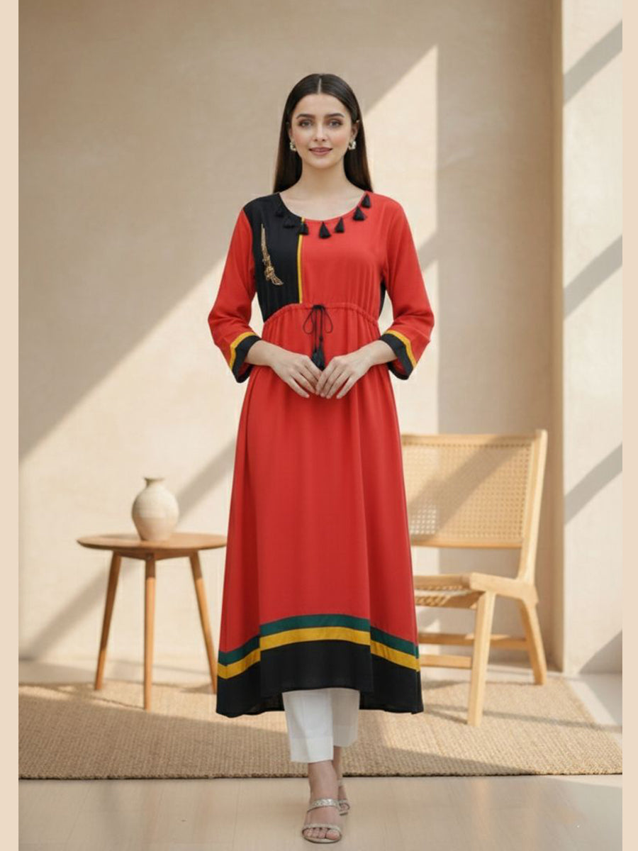 Vibrant A-Line Contrast Kurti