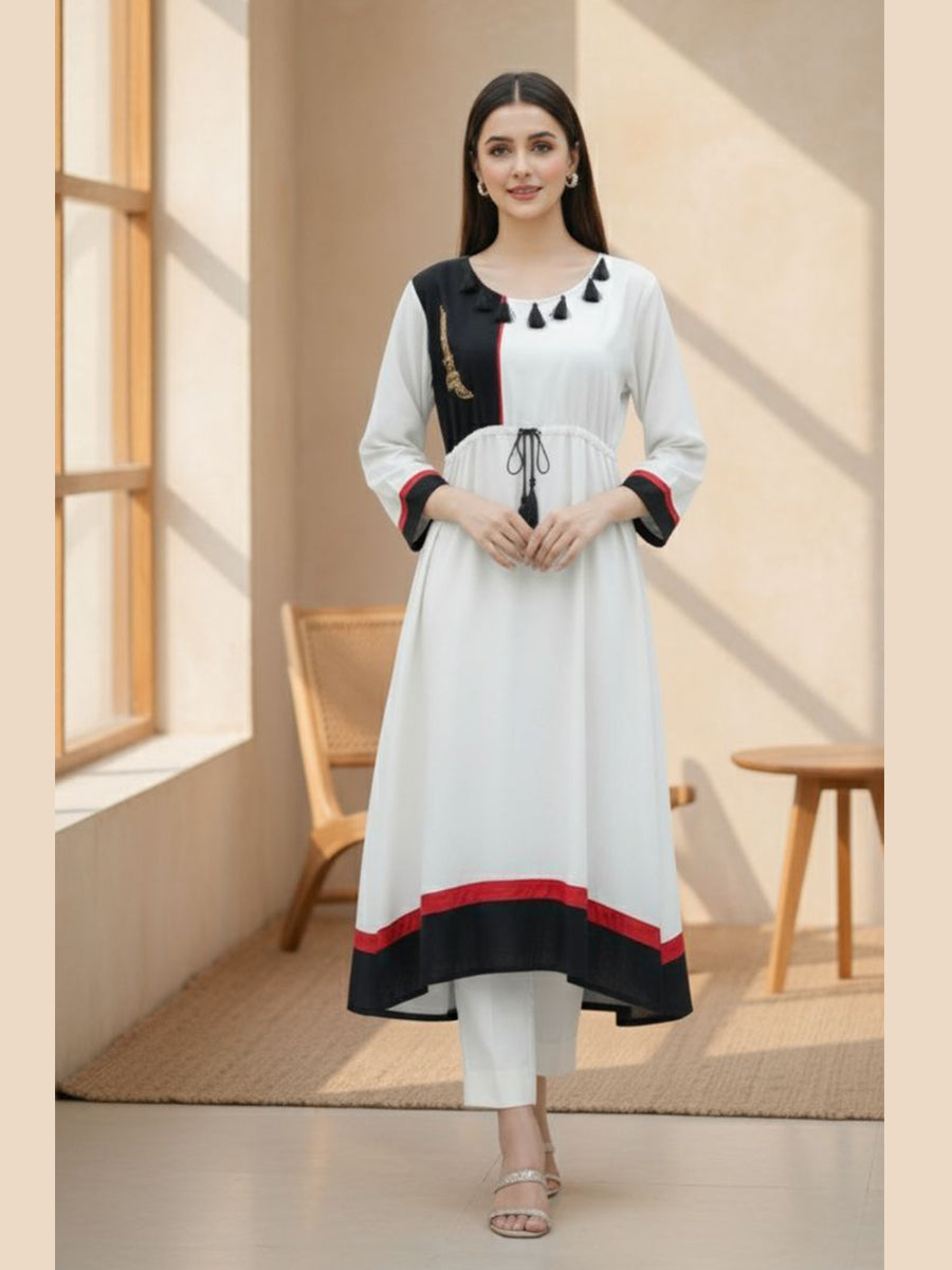 Vibrant A-Line Contrast Kurti