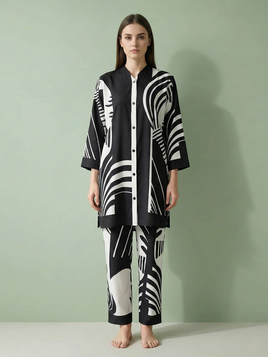 Printed Open Button Shirt Co-ord Set