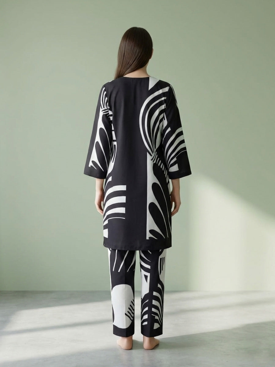 Printed Open Button Shirt Co-ord Set